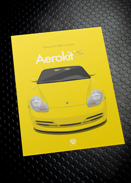 1997 Porsche 911 (996.1) Carrera Aerokit - Speed Yellow - poster print