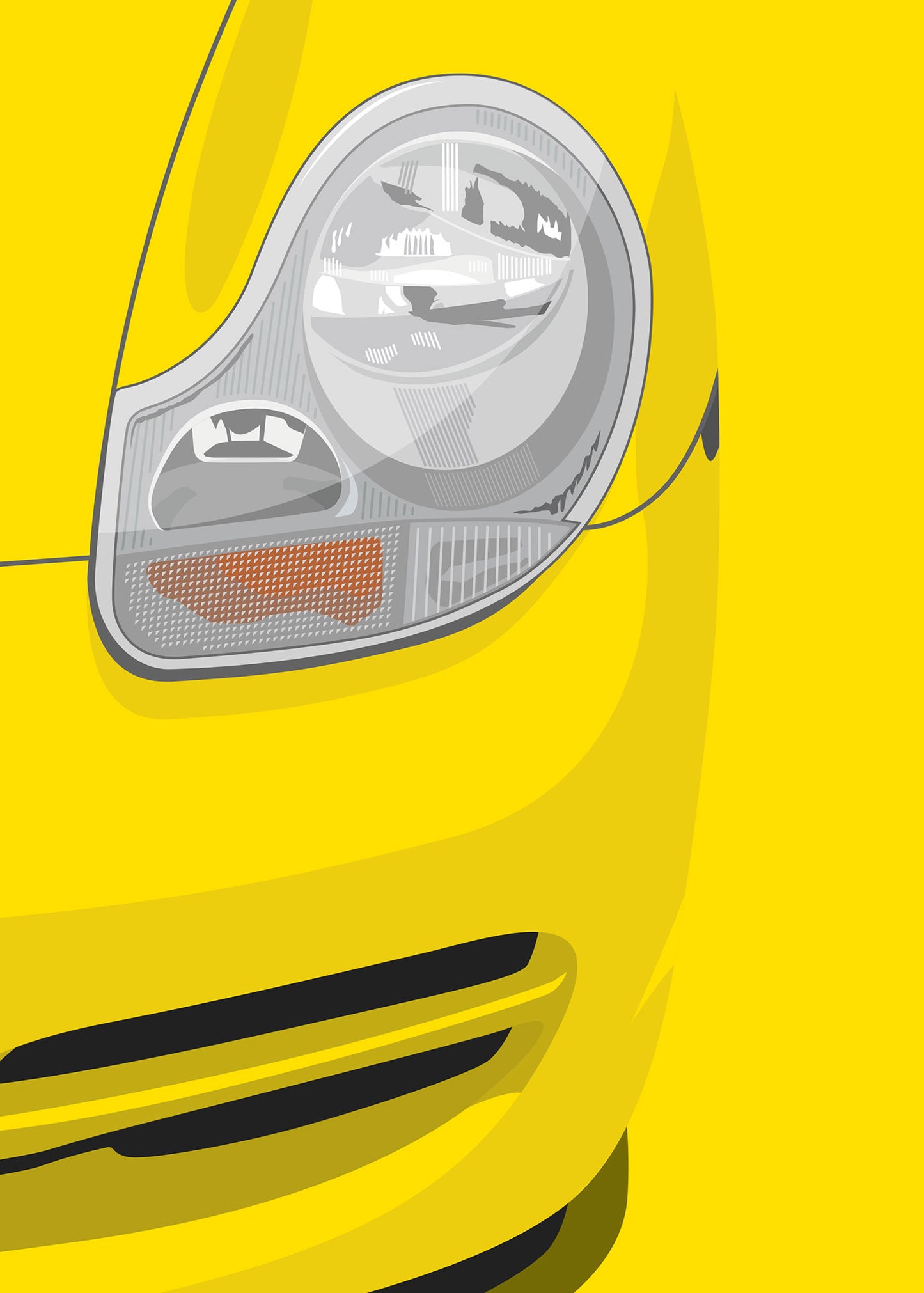 1997 Porsche 911 (996.1) Carrera Aerokit - Speed Yellow - poster print