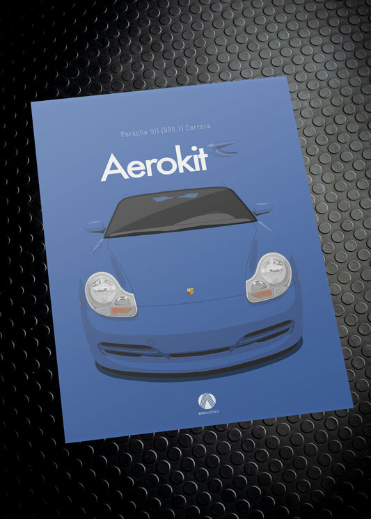 1997 Porsche 911 (996.1) Carrera Aerokit - Zenith Blue - poster print