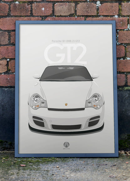2001 Porsche 911 (996.2) GT2 Carrara White - poster print