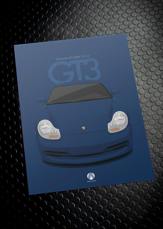 1999 Porsche 911 (996.1) GT3 Midnight Blue - poster print