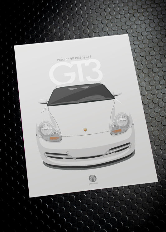 1999 Porsche 911 (996.1) GT3 Carrara White - poster print