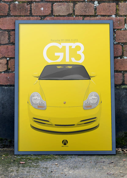 1999 Porsche 911 (996.1) GT3 Speed Yellow - poster print