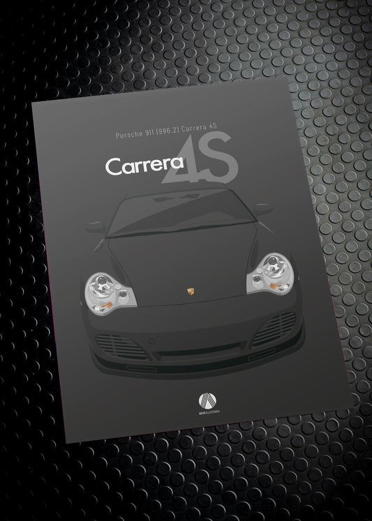 2002 Porsche 911 (996.2) Carrera 4S - Black - poster print