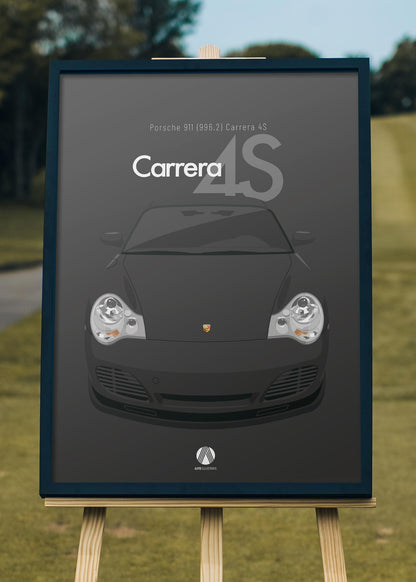 2002 Porsche 911 (996.2) Carrera 4S - Black - poster print