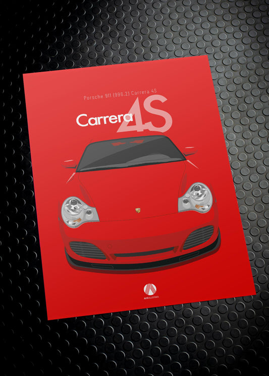 2002 Porsche 911 (996.2) Carrera 4S - Guards Red - poster print