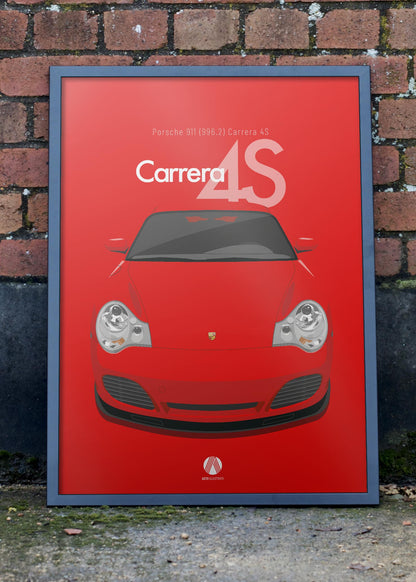 2002 Porsche 911 (996.2) Carrera 4S - Guards Red - poster print