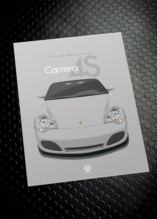 2002 Porsche 911 (996.2) Carrera 4S - Artic Silver - poster print