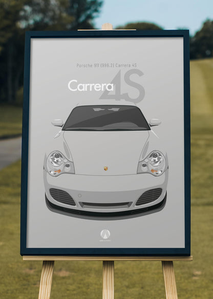 2002 Porsche 911 (996.2) Carrera 4S - Artic Silver - poster print