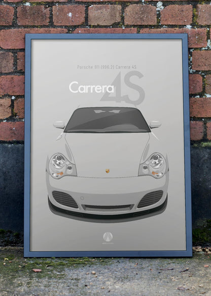 2002 Porsche 911 (996.2) Carrera 4S - Artic Silver - poster print