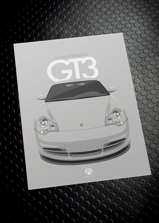 2003 Porsche 911 (996.2) GT3 Arctic Silver - poster print