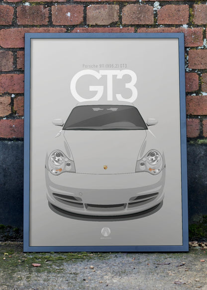 2003 Porsche 911 (996.2) GT3 Arctic Silver - poster print