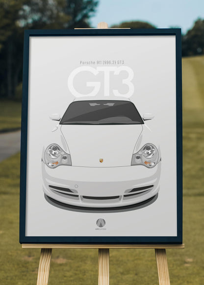 2003 Porsche 911 (996.2) GT3 Carrara White - poster print