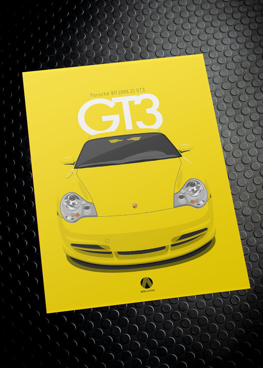 2003 Porsche 911 (996.2) GT3 Speed Yellow - poster print