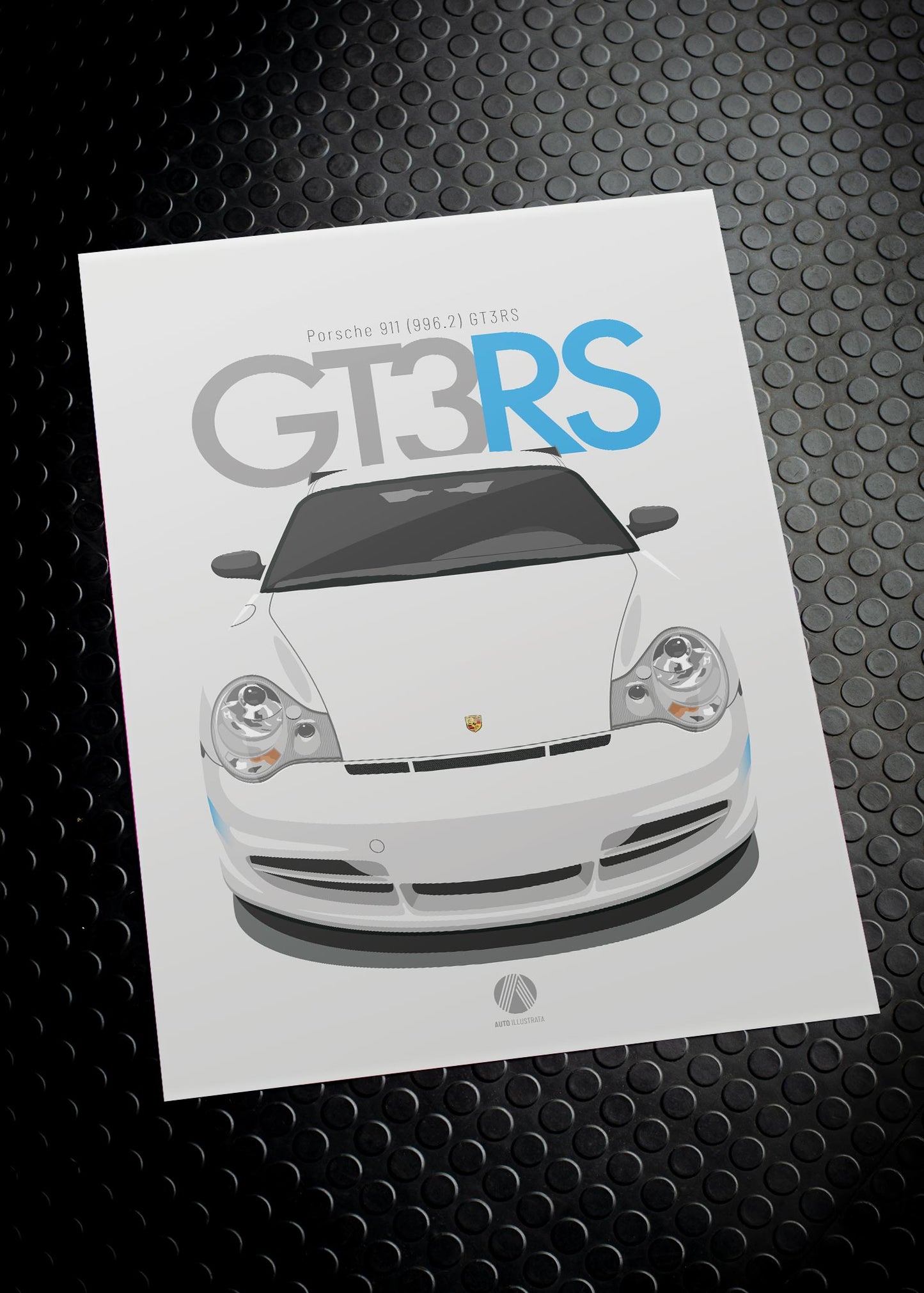 2003 Porsche 911 (996.2) GT3 RS - Carrara White and blue - poster print