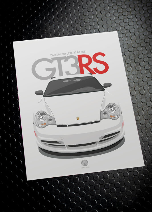 2003 Porsche 911 (996.2) GT3 RS - Carrara White and red - poster print