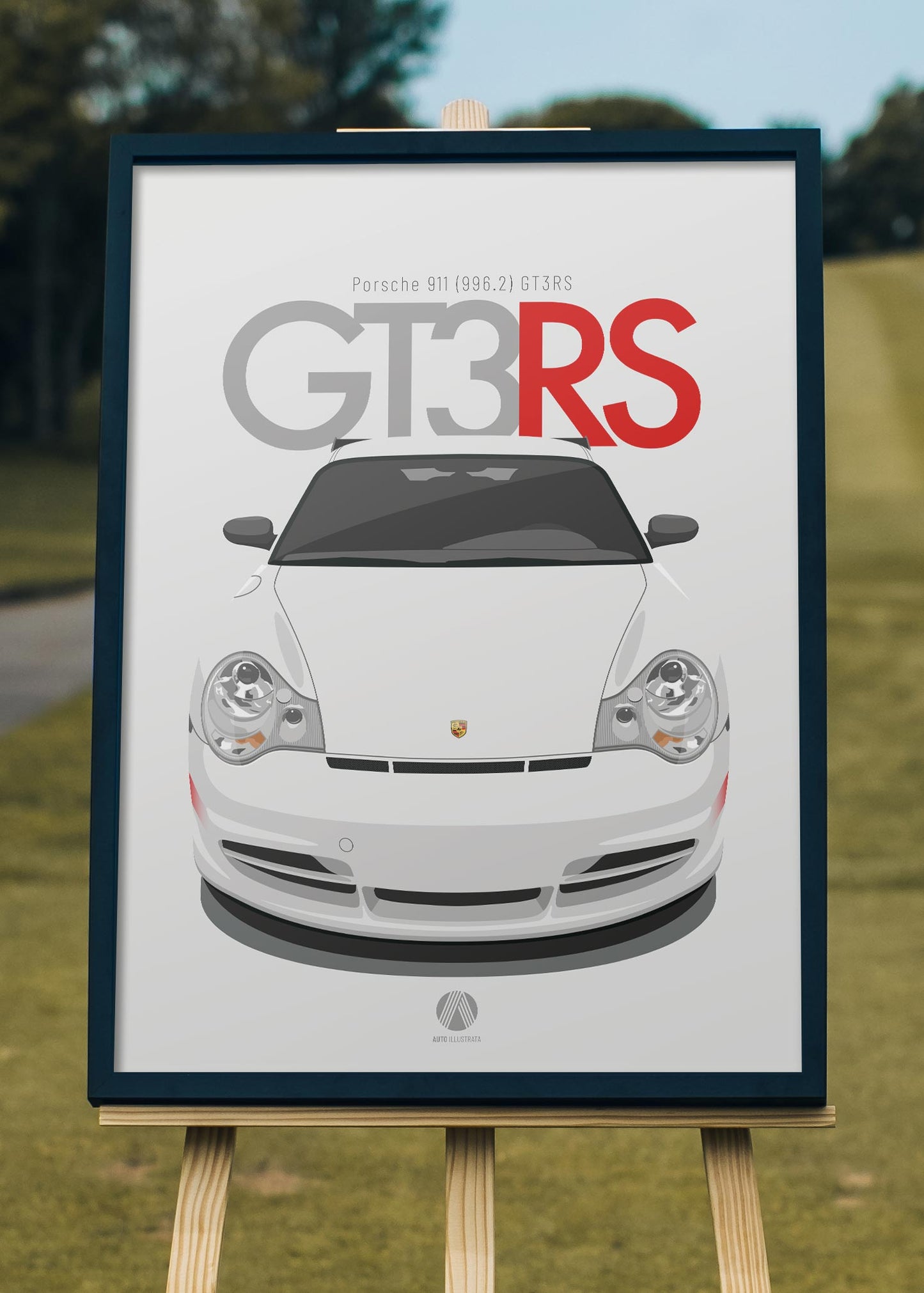 2003 Porsche 911 (996.2) GT3 RS - Carrara White and red - poster print