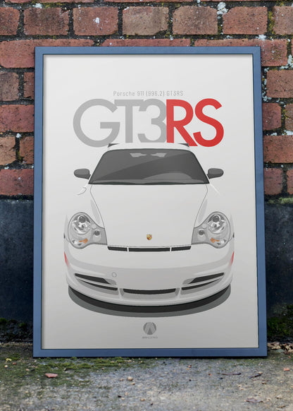 2003 Porsche 911 (996.2) GT3 RS - Carrara White and red - poster print