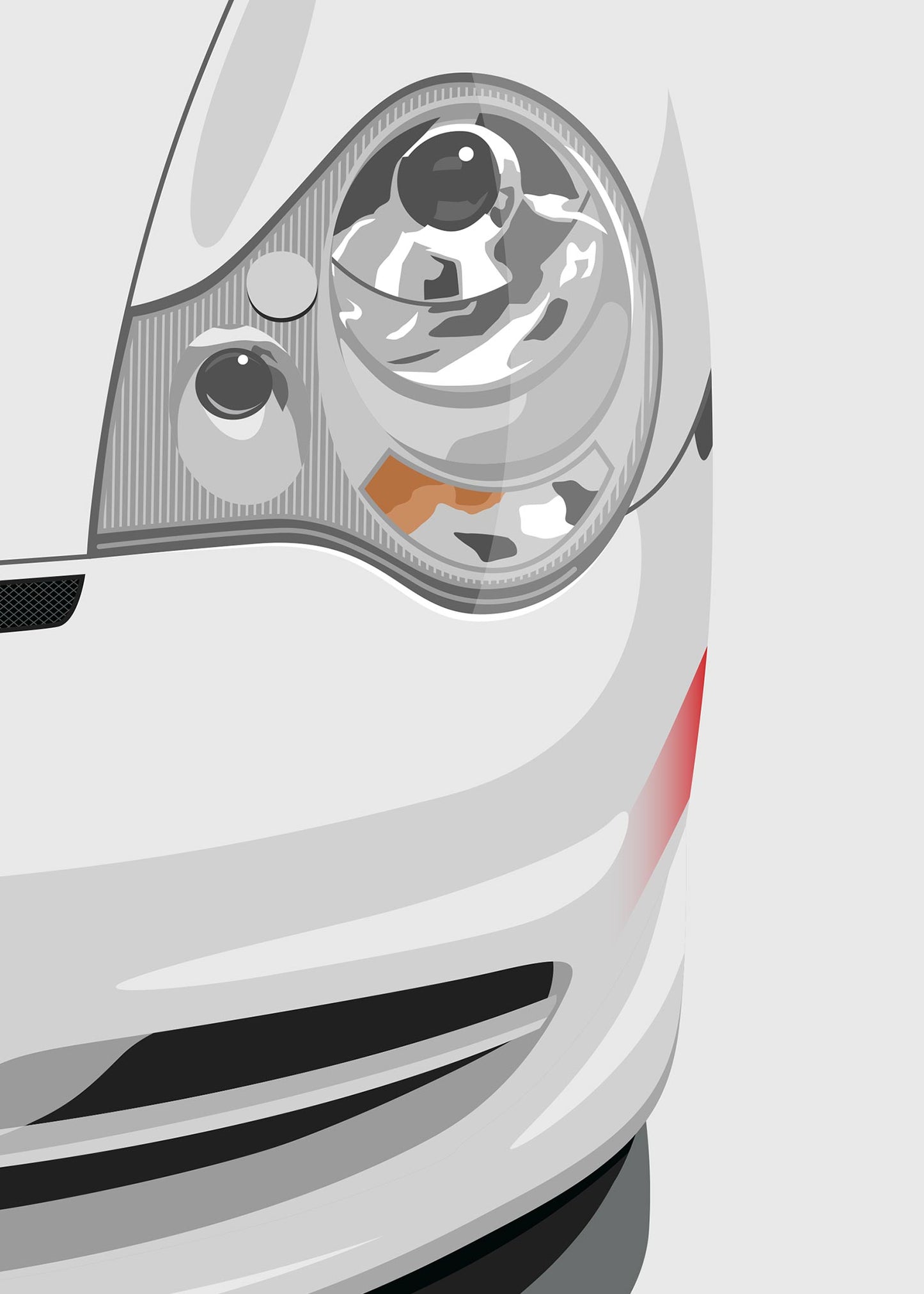 2003 Porsche 911 (996.2) GT3 RS - Carrara White and red - poster print