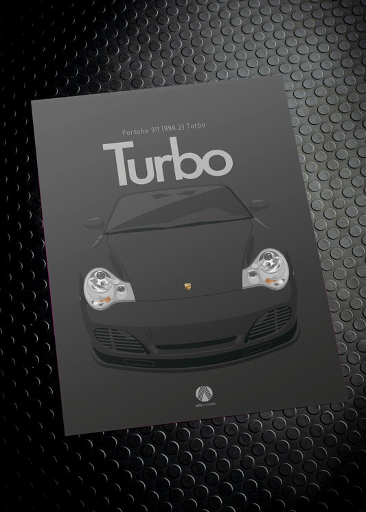 2002 Porsche 911 (996) Turbo - Basalt Black - poster print