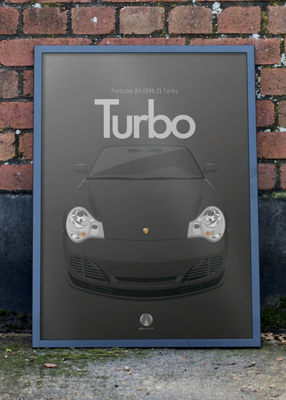 2002 Porsche 911 (996) Turbo - Basalt Black - poster print