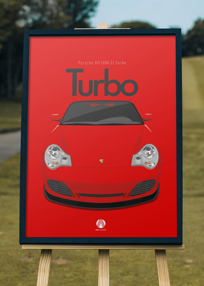 2002 Porsche 911 (996) Turbo - Guards Red - poster print