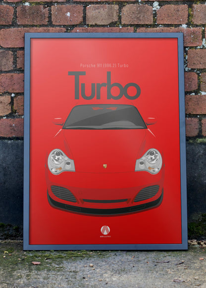 2002 Porsche 911 (996) Turbo - Guards Red - poster print