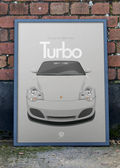 2002 Porsche 911 (996) Turbo - Artic Silver - poster print