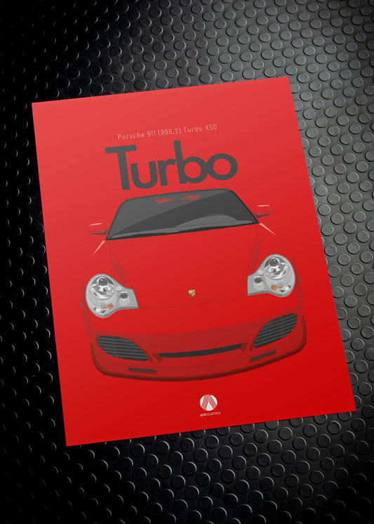 2002 Porsche 911 (996) Turbo X50 - Guards Red - poster print