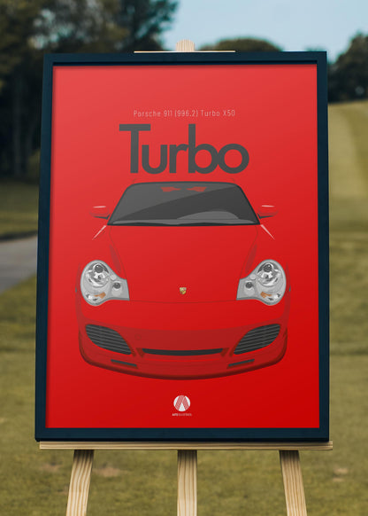 2002 Porsche 911 (996) Turbo X50 - Guards Red - poster print