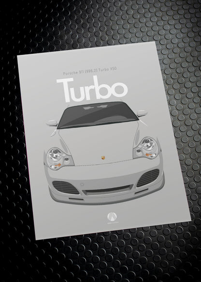 2002 Porsche 911 (996) Turbo X50 - Artic Silver - poster print