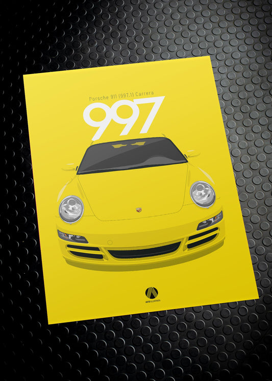 2005 Porsche 911 (997.1) Carrera - Speed Yellow - poster print