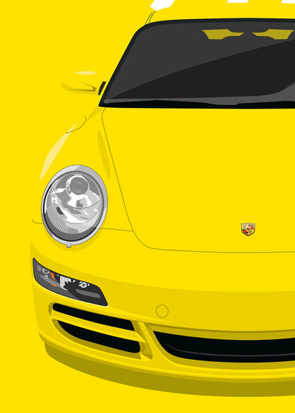 2005 Porsche 911 (997.1) Carrera - Speed Yellow - poster print