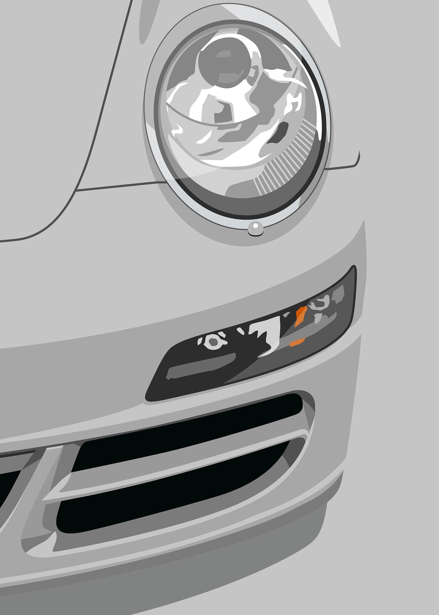 2005 Porsche 911 (997.1) Carrera S - Arctic Silver - poster print