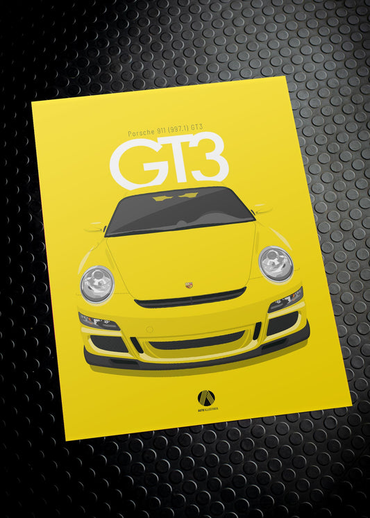 2006 Porsche 911 (997.1) GT3 Speed Yellow - poster print