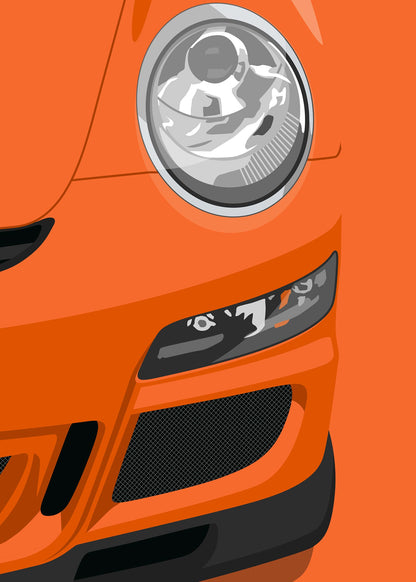 2007 Porsche 911 (997.1) GT3RS Pure Orange - poster print