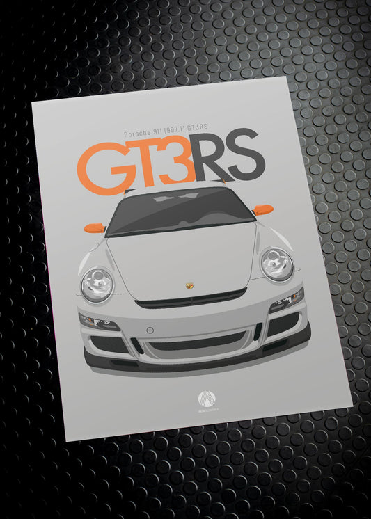 2007 Porsche 911 (997.1) GT3RS Arctic Silver - poster print