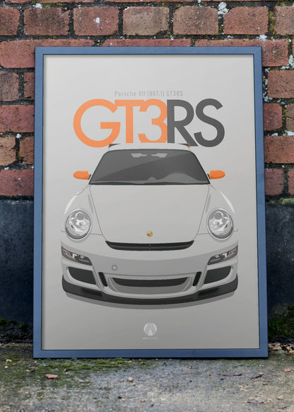 2007 Porsche 911 (997.1) GT3RS Arctic Silver - poster print