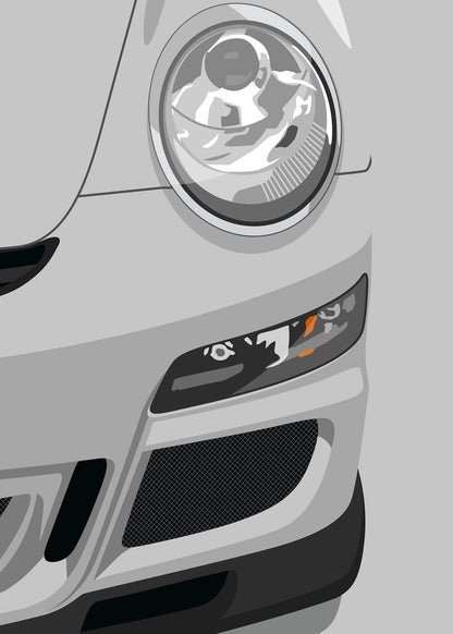 2007 Porsche 911 (997.1) GT3RS Arctic Silver - poster print