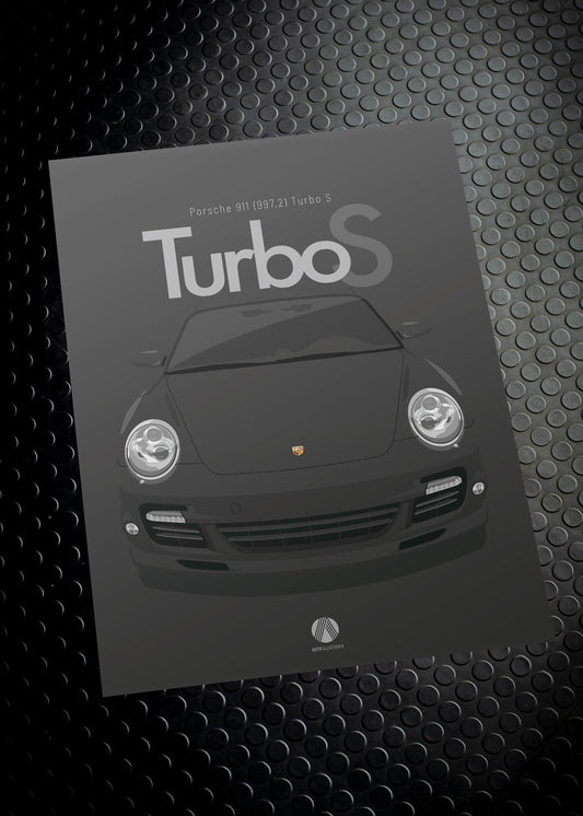 2010 Porsche 911 (997.2) Turbo S Black - poster print