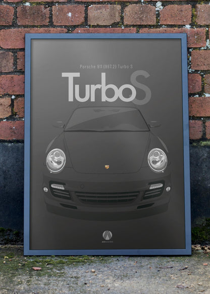 2010 Porsche 911 (997.2) Turbo S Black - poster print