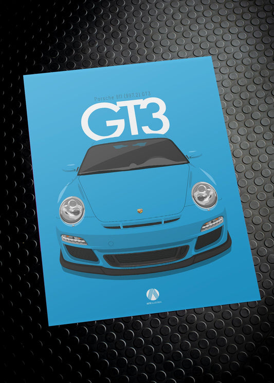 2010 Porsche 911 (997.2) GT3 Riviera Blue - poster print