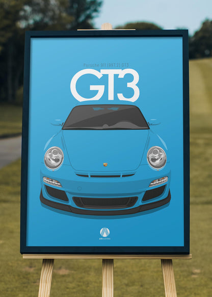 2010 Porsche 911 (997.2) GT3 Riviera Blue - poster print