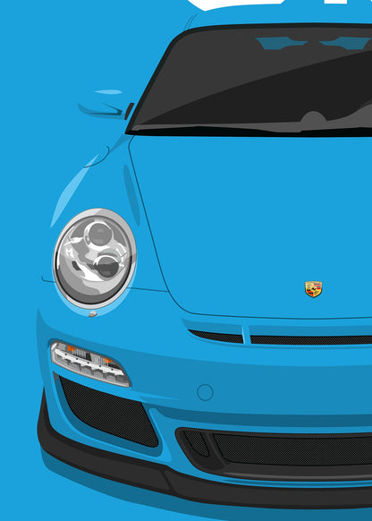 2010 Porsche 911 (997.2) GT3 Riviera Blue - poster print