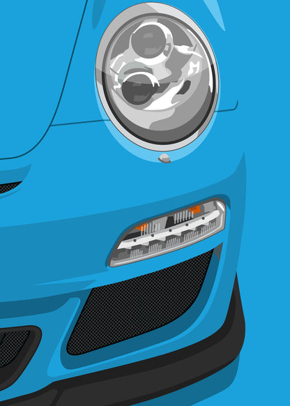 2010 Porsche 911 (997.2) GT3 Riviera Blue - poster print