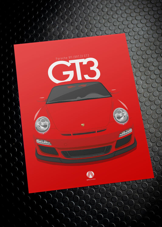 2010 Porsche 911 (997.2) GT3 Guards Red - poster print