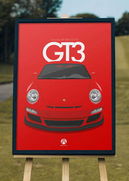 2010 Porsche 911 (997.2) GT3 Guards Red - poster print