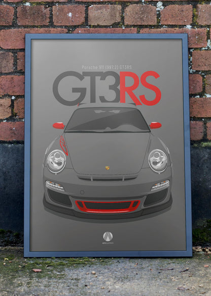 2011 Porsche 911 (997.2) GT3 RS Grey Black - poster print