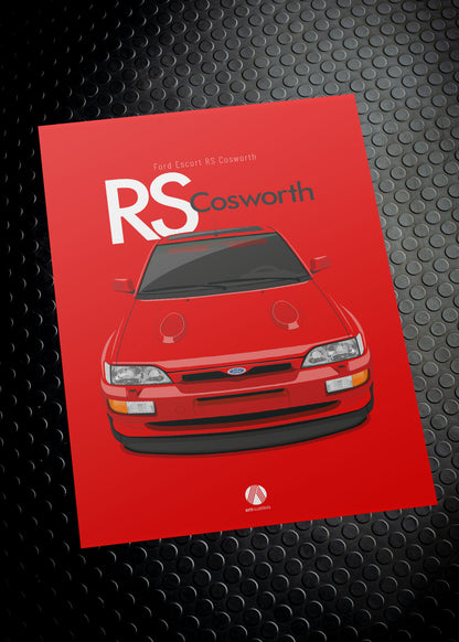 1992 Ford Escort RS Cosworth - Radiant Red - poster print