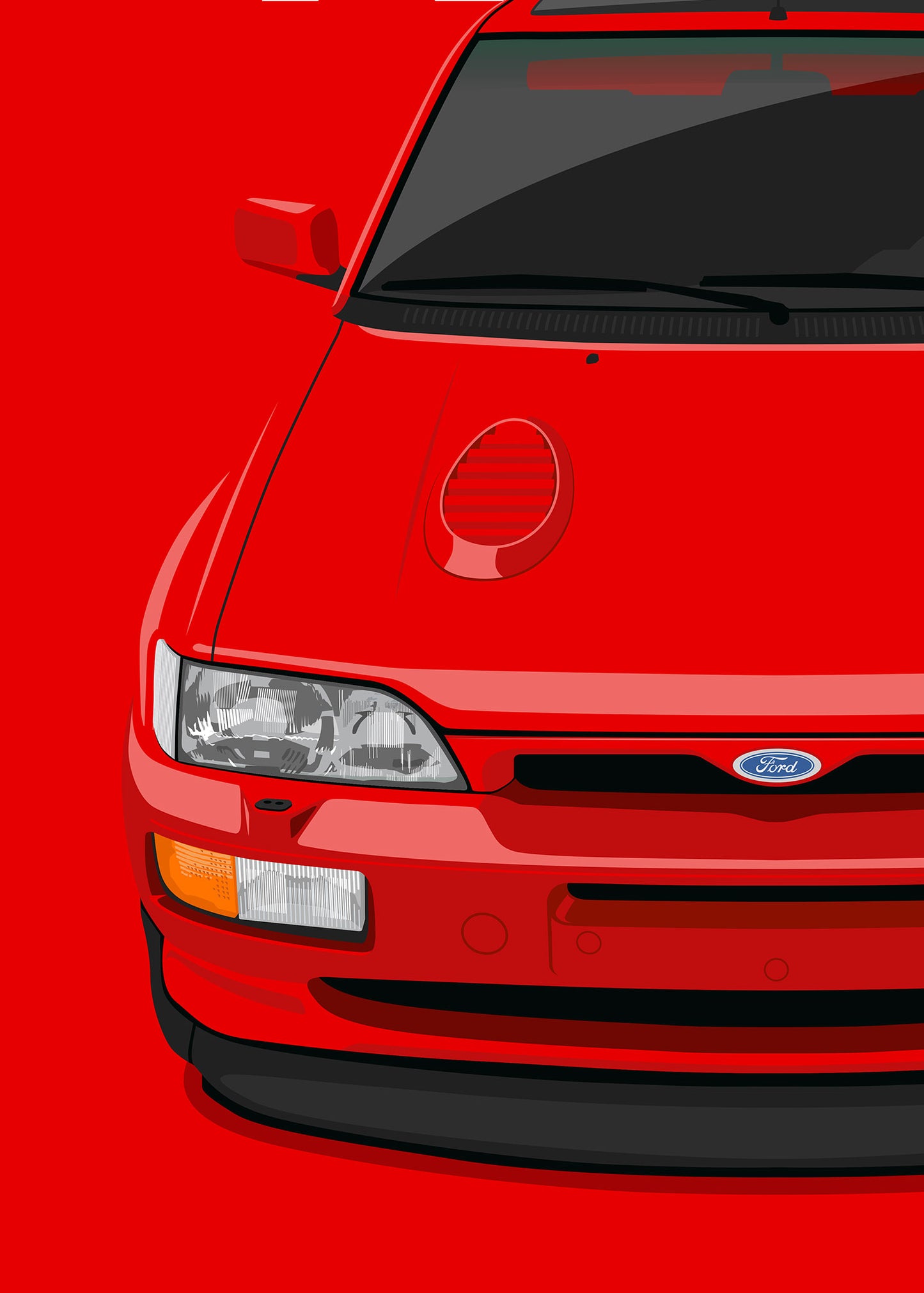 1992 Ford Escort RS Cosworth - Radiant Red - poster print